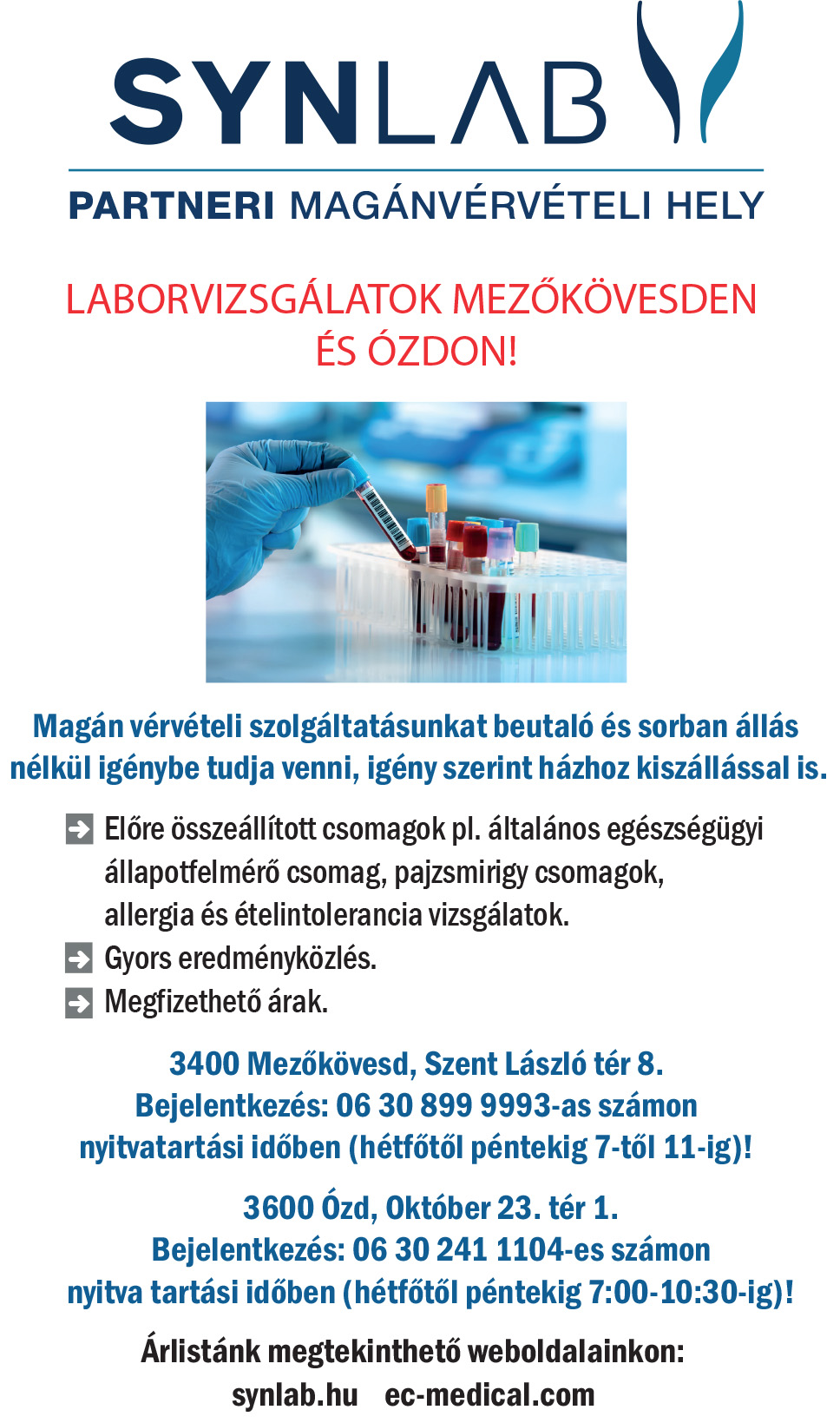 magán vérvétel Tiszaújváros